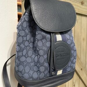 Coach Navy and Gray Signature Backpack